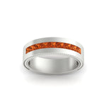 Load image into Gallery viewer, flat-channel-milgrain-orange-sapphire-wedding-band-in-fdm9153gsaorangle5-nl-wg

