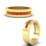 Load image into Gallery viewer, flat-channel-milgrain-orange-sapphire-wedding-band-in-fdm9153gsaorangle3-nl-yg

