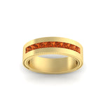 Load image into Gallery viewer, flat-channel-milgrain-orange-sapphire-wedding-band-in-fdm9153gsaorangle5-nl-yg
