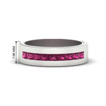 Load image into Gallery viewer, flat-channel-milgrain-pink-sapphire-wedding-band-in-fdm9153gsadrpi-nl-wg-hw
