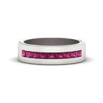 Load image into Gallery viewer, flat-channel-milgrain-pink-sapphire-wedding-band-in-fdm9153gsadrpi-nl-wg
