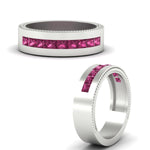 Load image into Gallery viewer, flat-channel-milgrain-pink-sapphire-wedding-band-in-fdm9153gsadrpiangle3-nl-wg
