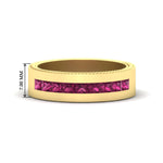 Load image into Gallery viewer, flat-channel-milgrain-pink-sapphire-wedding-band-in-fdm9153gsadrpi-nl-yg-hw
