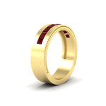 Load image into Gallery viewer, flat-channel-milgrain-ruby-wedding-band-in-fdm9153grudrangle2-nl-yg
