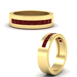 Load image into Gallery viewer, flat-channel-milgrain-ruby-wedding-band-in-fdm9153grudrangle3-nl-yg
