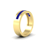Load image into Gallery viewer, flat-channel-milgrain-sapphire-wedding-band-in-fdm9153gsablangle2-nl-yg
