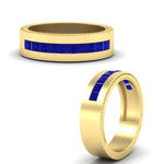 Load image into Gallery viewer, flat-channel-milgrain-sapphire-wedding-band-in-fdm9153gsablangle3-nl-yg
