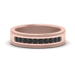 Load image into Gallery viewer, flat-milgrain-mens-black-diamond-wedding-band-in-rose-gold-fd10390bgblackangle5-nl-rg
