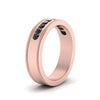 Load image into Gallery viewer, flat-milgrain-mens-black-diamond-wedding-band-in-rose-gold-fd10390bgblackangle5-nl-rg