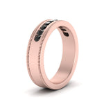 Load image into Gallery viewer, flat-milgrain-mens-black-diamond-wedding-band-in-rose-gold-fd10390bgblackangle5-nl-rg
