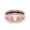 Load image into Gallery viewer, flat-milgrain-mens-black-diamond-wedding-band-in-rose-gold-fd10390bgblackangle5-nl-rg