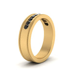 Load image into Gallery viewer, flat-milgrain-mens-black-diamond-wedding-band-in-yellow-gold-FD10390BGBLACKANGLE2-NL-YG
