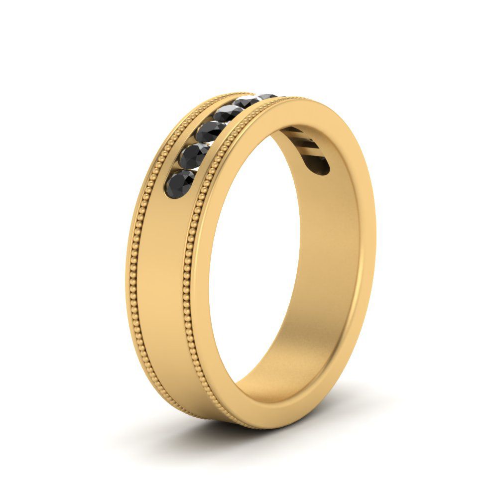flat-milgrain-mens-black-diamond-wedding-band-in-yellow-gold-FD10390BGBLACKANGLE2-NL-YG