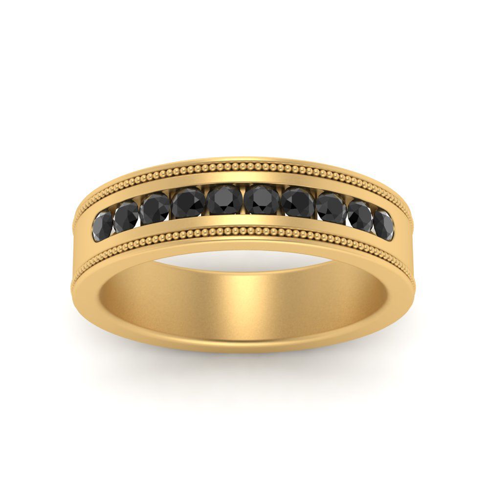 flat-milgrain-mens-black-diamond-wedding-band-in-yellow-gold-FD10390BGBLACKANGLE5-NL-YG