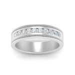 Load image into Gallery viewer, flat-milgrain-mens-diamond-wedding-band-in-white-gold-FD10390BANGLE5-NL-WG
