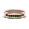 Load image into Gallery viewer, flat-milgrain-mens-emerald-wedding-band-in-rose-gold-FD10390BGEMGR-NL-RG