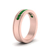 Load image into Gallery viewer, flat-milgrain-mens-emerald-wedding-band-in-rose-gold-FD10390BGEMGRANGLE2-NL-RG