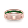 Load image into Gallery viewer, flat-milgrain-mens-emerald-wedding-band-in-rose-gold-FD10390BGEMGRANGLE5-NL-RG