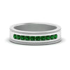 Load image into Gallery viewer, flat-milgrain-mens-emerald-wedding-band-in-white-gold-FD10390BGEMGR-NL-WG