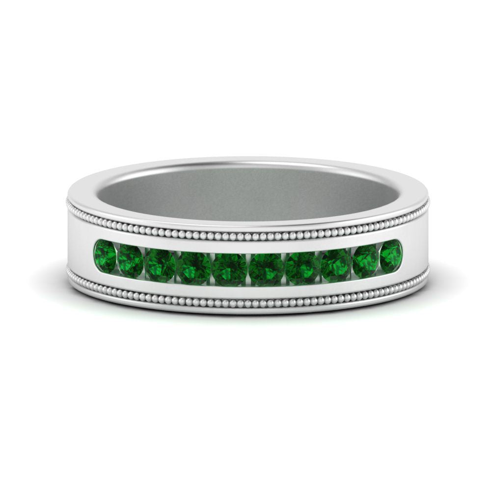 flat-milgrain-mens-emerald-wedding-band-in-white-gold-FD10390BGEMGR-NL-WG