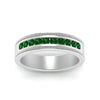 Load image into Gallery viewer, flat-milgrain-mens-emerald-wedding-band-in-white-gold-FD10390BGEMGRANGLE5-NL-WG