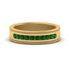 Load image into Gallery viewer, flat-milgrain-mens-emerald-wedding-band-in-yellow-gold-FD10390BGEMGR-NL-YG