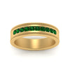 Load image into Gallery viewer, flat-milgrain-mens-emerald-wedding-band-in-yellow-gold-FD10390BGEMGRANGLE5-NL-YG