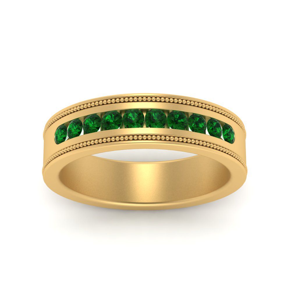 flat-milgrain-mens-emerald-wedding-band-in-yellow-gold-FD10390BGEMGRANGLE5-NL-YG