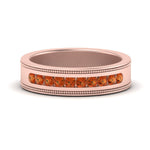 Load image into Gallery viewer, flat-milgrain-mens-orange-sapphire-wedding-band-in-rose-gold-FD10390BGSAOR-NL-RG
