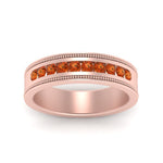 Load image into Gallery viewer, flat-milgrain-mens-orange-sapphire-wedding-band-in-rose-gold-FD10390BGSAORANGLE5-NL-RG
