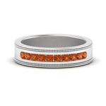 Load image into Gallery viewer, flat-milgrain-mens-orange-sapphire-wedding-band-in-white-gold-FD10390BGSAOR-NL-WG
