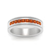 Load image into Gallery viewer, flat-milgrain-mens-orange-sapphire-wedding-band-in-white-gold-FD10390BGSAORANGLE5-NL-WG
