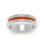 Load image into Gallery viewer, flat-milgrain-mens-orange-sapphire-wedding-band-in-white-gold-FD10390BGSAORANGLE5-NL-WG
