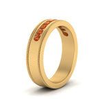 Load image into Gallery viewer, flat-milgrain-mens-orange-sapphire-wedding-band-in-yellow-gold-FD10390BGSAORANGLE2-NL-YG
