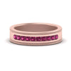 Load image into Gallery viewer, flat-milgrain-mens-pink-sapphire-wedding-band-in-rose-gold-FD10390BGSADRPI-NL-RG