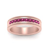 Load image into Gallery viewer, flat-milgrain-mens-pink-sapphire-wedding-band-in-rose-gold-FD10390BGSADRPIANGLE5-NL-RG