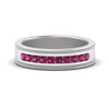 Load image into Gallery viewer, flat-milgrain-mens-pink-sapphire-wedding-band-in-white-gold-FD10390BGSADRPI-NL-WG