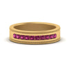 Load image into Gallery viewer, flat-milgrain-mens-pink-sapphire-wedding-band-in-yellow-gold-FD10390BGSADRPI-NL-YG