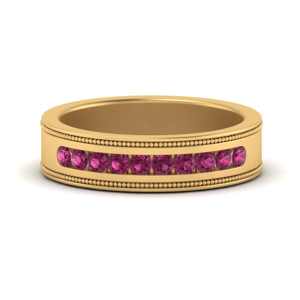 flat-milgrain-mens-pink-sapphire-wedding-band-in-yellow-gold-FD10390BGSADRPI-NL-YG