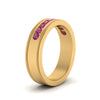 Load image into Gallery viewer, flat-milgrain-mens-pink-sapphire-wedding-band-in-yellow-gold-FD10390BGSADRPIANGLE2-NL-YG