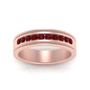 Load image into Gallery viewer, flat-milgrain-mens-ruby-wedding-band-in-rose-gold-FD10390BGRUDRANGLE5-NL-RG