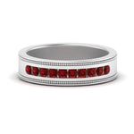 Load image into Gallery viewer, flat-milgrain-mens-ruby-wedding-band-in-white-gold-FD10390BGRUDR-NL-WG
