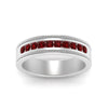 Load image into Gallery viewer, flat-milgrain-mens-ruby-wedding-band-in-white-gold-FD10390BGRUDRANGLE5-NL-WG