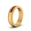 Load image into Gallery viewer, flat-milgrain-mens-ruby-wedding-band-in-yellow-gold-FD10390BGRUDRANGLE2-NL-YG