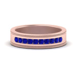 Load image into Gallery viewer, flat-milgrain-mens-sapphire-wedding-band-in-rose-gold-FD10390BGSABL-NL-RG
