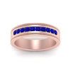 Load image into Gallery viewer, flat-milgrain-mens-sapphire-wedding-band-in-rose-gold-FD10390BGSABLANGLE5-NL-RG