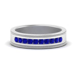 Load image into Gallery viewer, flat-milgrain-mens-sapphire-wedding-band-in-white-gold-FD10390BGSABL-NL-WG
