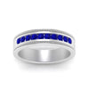 Load image into Gallery viewer, flat-milgrain-mens-sapphire-wedding-band-in-white-gold-FD10390BGSABLANGLE5-NL-WG