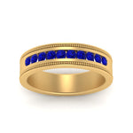 Load image into Gallery viewer, flat-milgrain-mens-sapphire-wedding-band-in-yellow-gold-FD10390BGSABLANGLE5-NL-YG
