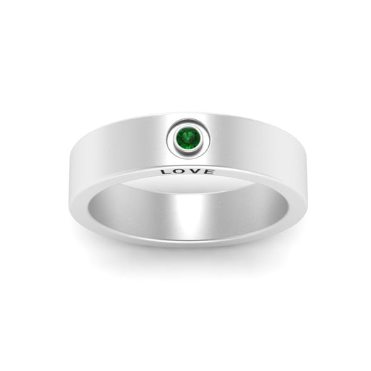 Flat Single Stone Mens Band Engraved